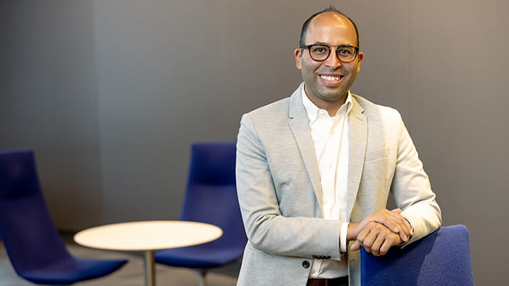 Kellogg student Jonathan Chaparro, pictured at his offices